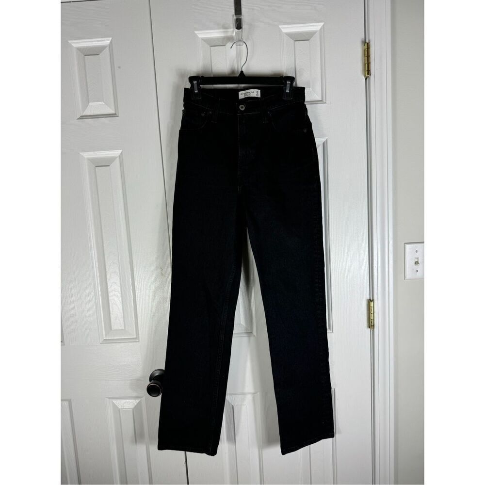 Abercrombie & Fitch Womens Black Straight Ultra High Rise Jeans Size 2R